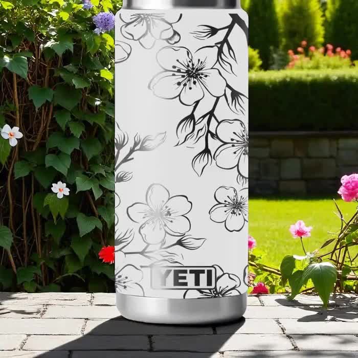 【新品未使用品】YETI RAMBLER 30OZ Cheery Blossom Cherry Blossom YETI Tumbler – Sakura Branch Engraved Design